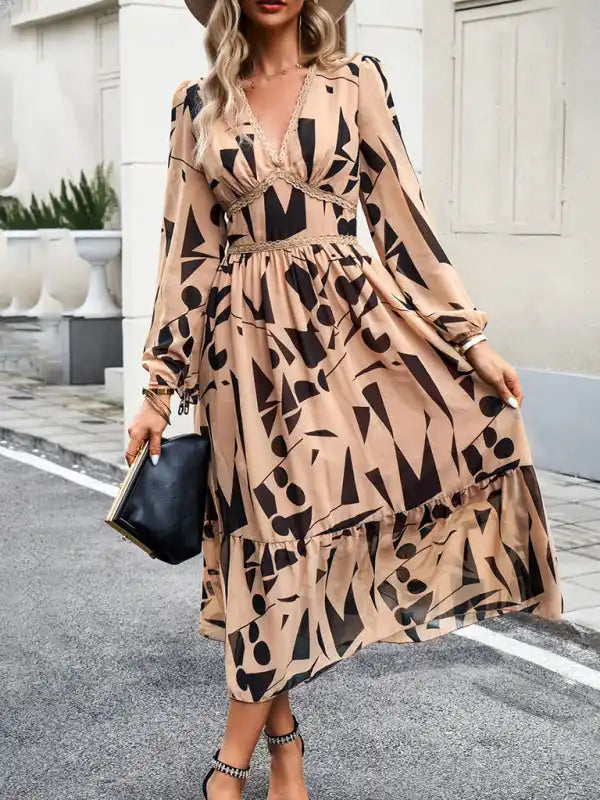 Printed Abstract Women Dress for a Modern and Artistic Appeal Printed Abstract Women Dress for a Modern and Artistic Appeal Women’s resort casual printed V-neck long-sleeved dress Printed Abstract Women Dress for a Modern and Artistic Appeal Printed Abstract Women Dress for a Modern and Artistic Appeal Women’s resort casual printed V-neck long-sleeved dress