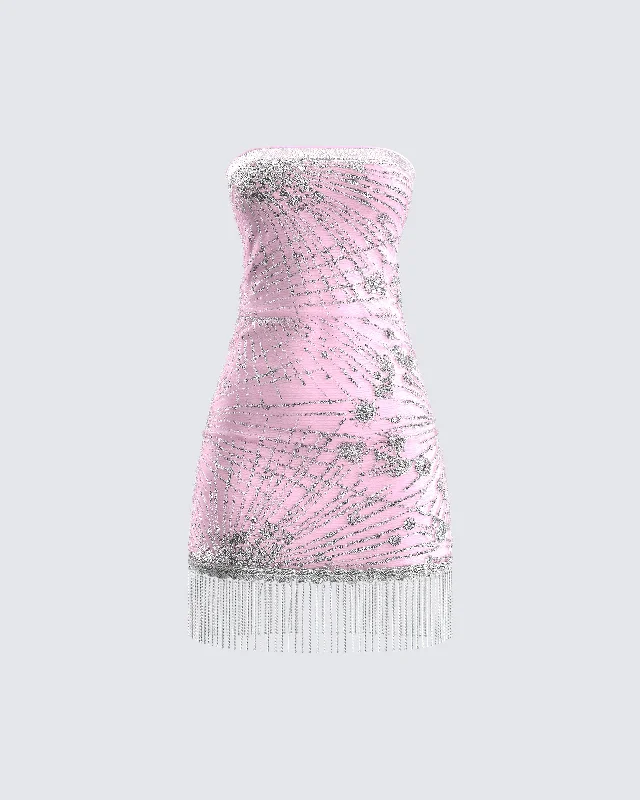 Empire Waist Women Dress to Accentuate the Bust and Conceal the WaistJocelyn Pink Sequin Mini Dress Empire Waist Women Dress to Accentuate the Bust and Conceal the WaistJocelyn Pink Sequin Mini Dress