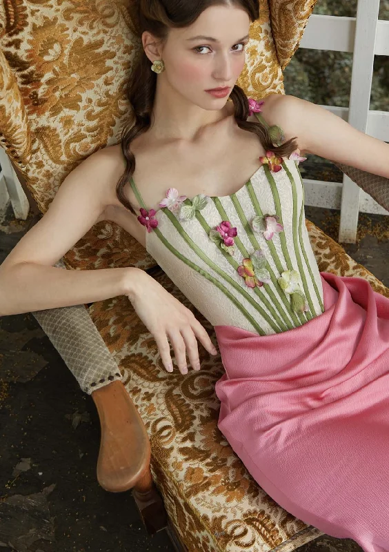 Sleeveless Women Dress in Bright Colors for Summer PartiesFlower Vine Phantom Corset Dress Sleeveless Women Dress in Bright Colors for Summer PartiesFlower Vine Phantom Corset Dress