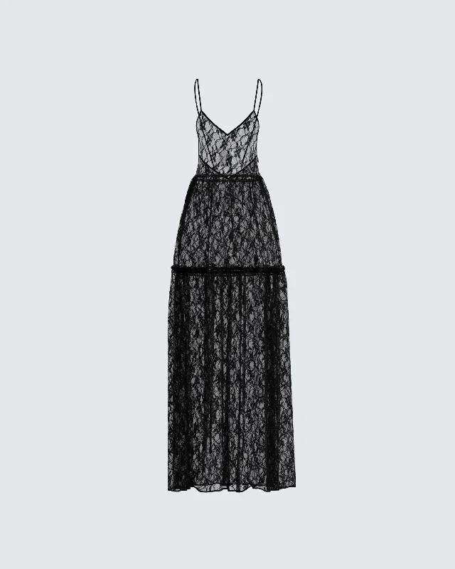 Pleated Women Dress with a Timeless and Elegant TextureMarina Black Lace Sheer Maxi Dress Pleated Women Dress with a Timeless and Elegant TextureMarina Black Lace Sheer Maxi Dress