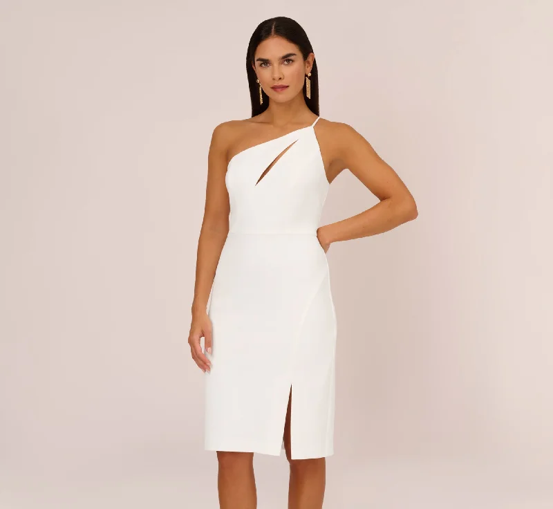 Shift Women Dress with a Simple and Classic Design for Everyday WearOne Shoulder Crepe Dress With Cutout Neckline In Ivory Shift Women Dress with a Simple and Classic Design for Everyday WearOne Shoulder Crepe Dress With Cutout Neckline In Ivory