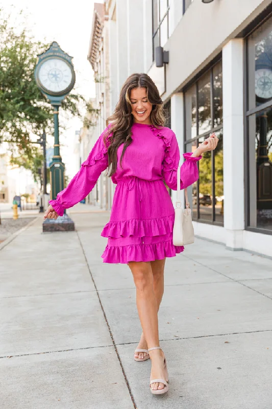 Ball Gown Women Dress with a Full Skirt for a Princess - like LookPinch Me Pink Ruffle Detail Mini Dress Ball Gown Women Dress with a Full Skirt for a Princess - like LookPinch Me Pink Ruffle Detail Mini Dress