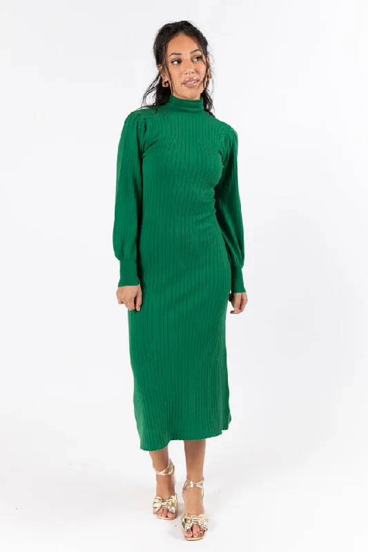 Maxi Women Dress with Floral Print for a Bohemian VibeThrough The Years Green Turtleneck Midi Dress Maxi Women Dress with Floral Print for a Bohemian VibeThrough The Years Green Turtleneck Midi Dress