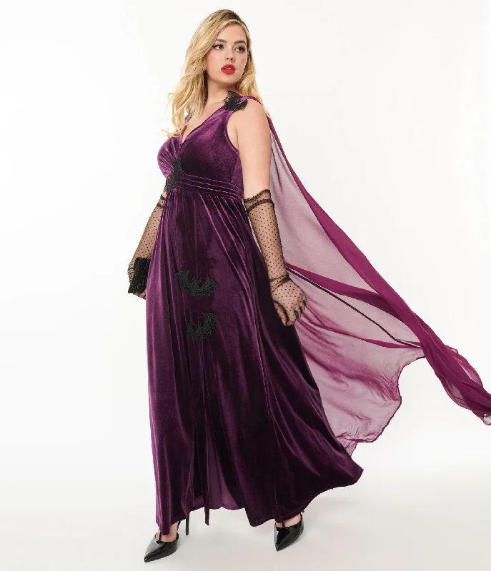 Sheath Women Dress with a Tailored Fit for a Professional LookUnique Vintage Eggplant & Black Bat Velvet Cape Gown Sheath Women Dress with a Tailored Fit for a Professional LookUnique Vintage Eggplant & Black Bat Velvet Cape Gown