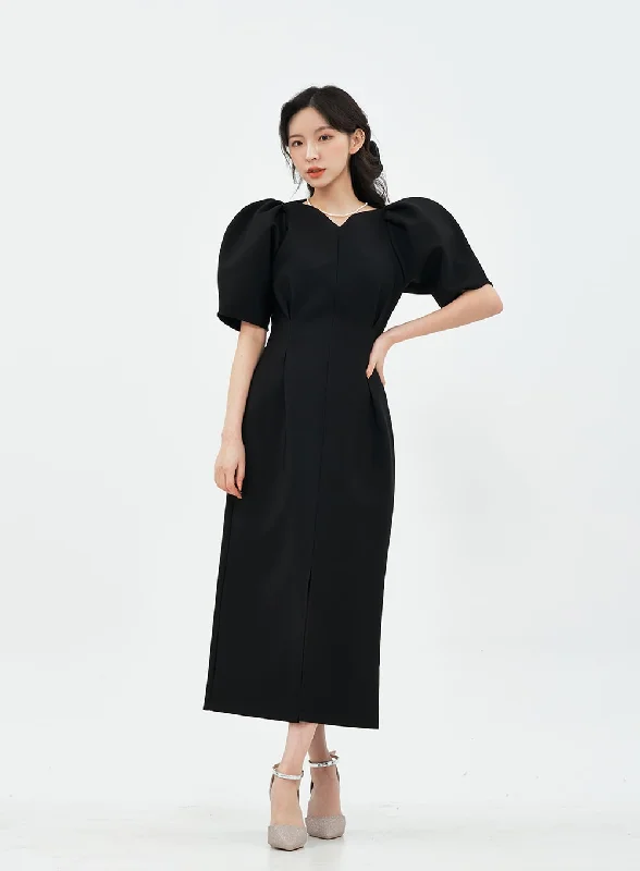 Wrap - Style Women Dress with Adjustable Fit for All Body TypesPuff Shoulder Wedding Party Midi Dress IA13 Wrap - Style Women Dress with Adjustable Fit for All Body TypesPuff Shoulder Wedding Party Midi Dress IA13
