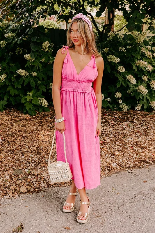 Ruffled Women Dress with Multiple Layers for a Playful and Girly StyleSweet And Casual Midi in Pink Ruffled Women Dress with Multiple Layers for a Playful and Girly StyleSweet And Casual Midi in Pink