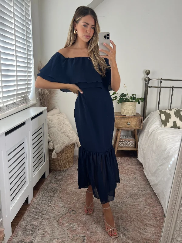 Lace - Embellished Women Dress for an Elegant and Sophisticated AppearanceTara Bandeau Dress / Navy Lace - Embellished Women Dress for an Elegant and Sophisticated AppearanceTara Bandeau Dress / Navy