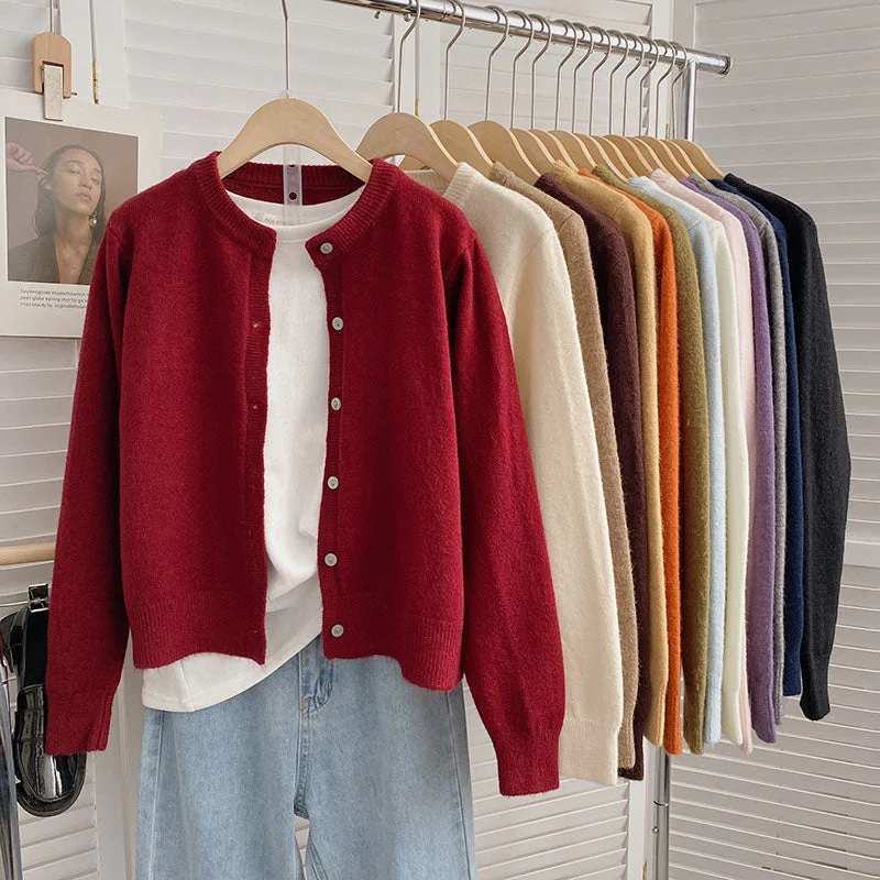 v neck women cardigan to elongate the necklinev neck women cardigan to elongate the necklineBasic Round Neck Cardigan (14 Colors)