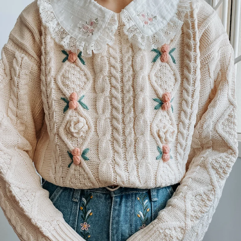 color block women cardigan with bold huescolor block women cardigan with bold huesSweet Rose Cable Knit Sweater (3 Colors)