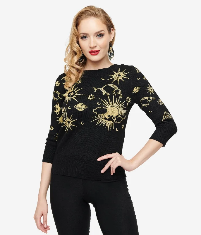 lightweight women cardigan for spring and falllightweight women cardigan for spring and fallUnique Vintage 1950s Black & Gold Celestial Minou Sweater lightweight women cardigan for spring and falllightweight women cardigan for spring and fallUnique Vintage 1950s Black & Gold Celestial Minou Sweater