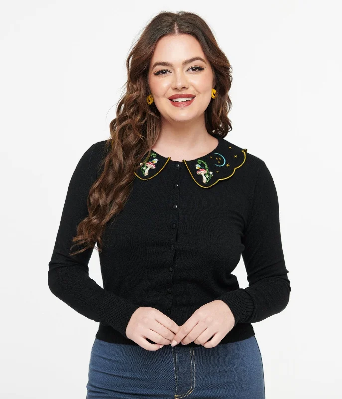 cropped women cardigan to pair with high - waisted jeanscropped women cardigan to pair with high - waisted jeansVoodoo Vixen 1950s Black Midnight Mushroom Cardigan cropped women cardigan to pair with high - waisted jeanscropped women cardigan to pair with high - waisted jeansVoodoo Vixen 1950s Black Midnight Mushroom Cardigan