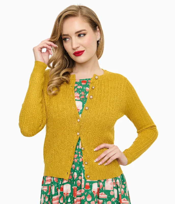 sequin embellished women cardigan for special occasionssequin embellished women cardigan for special occasionsVoodoo Vixen 1950s Mustard Yellow Textured Cardigan sequin embellished women cardigan for special occasionssequin embellished women cardigan for special occasionsVoodoo Vixen 1950s Mustard Yellow Textured Cardigan