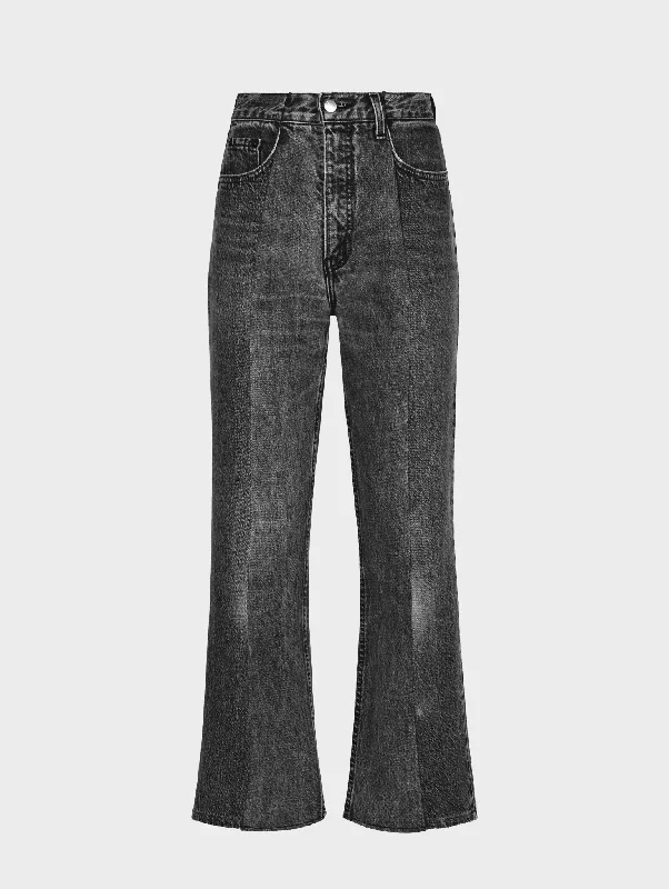 Ripped women jeans for a rebellious and fashion - forward styleFlare Jean Charcoal Grey