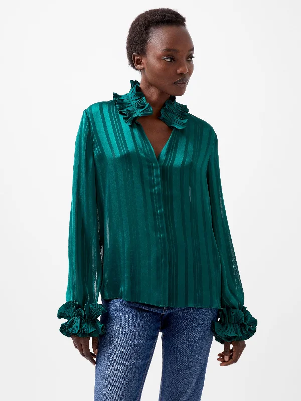 High - waisted women jeans for a flattering silhouetteHannielie Ruffle Neck Long Sleeve Shirt High - waisted women jeans for a flattering silhouetteHannielie Ruffle Neck Long Sleeve Shirt