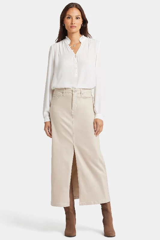 Mom jeans for a nostalgic and casual lookHigh Rise Long Skirt - Feather