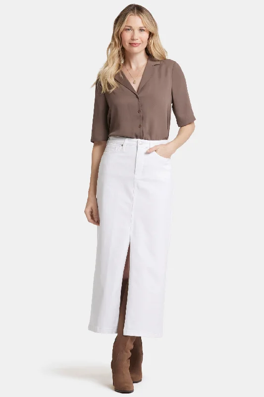Wide - leg women jeans for a modern and relaxed vibeHigh Rise Long Skirt - Optic White Wide - leg women jeans for a modern and relaxed vibeHigh Rise Long Skirt - Optic White