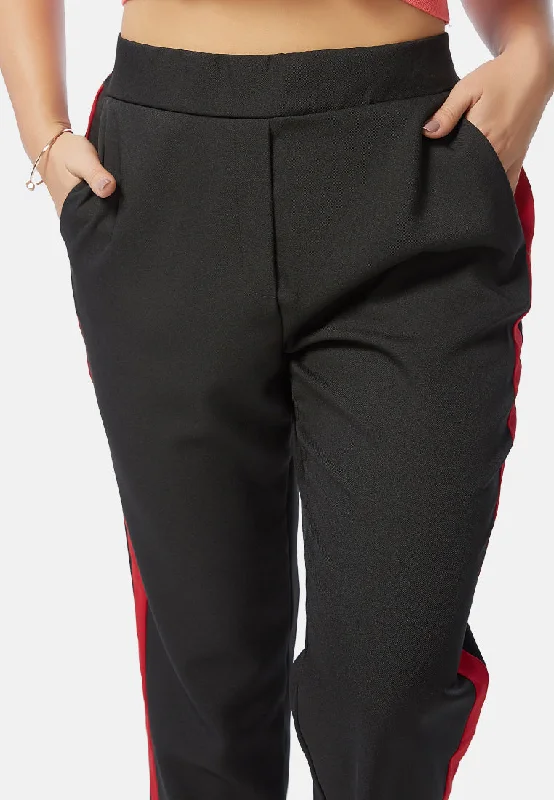 Acid - wash women jeans with a retro finishSide Taped Straight Trousers