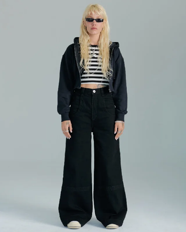 Embroidered women jeans with intricate patternsThe Camilla Jeans. 27”. Jet Black.