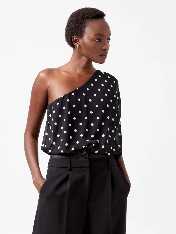 Mom jeans for a nostalgic and casual lookXia Ponte Chiffon One Shoulder Bodysuit