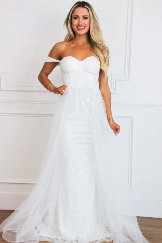 Off - the - Shoulder Women Dress for a Romantic and Feminine LookAzia Bustier Cape Sequin Off Shoulder Maxi Dress: White Off - the - Shoulder Women Dress for a Romantic and Feminine LookAzia Bustier Cape Sequin Off Shoulder Maxi Dress: White