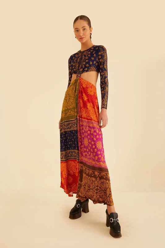 Printed Abstract Women Dress for a Modern and Artistic AppealMulticolor Bandana Dream Cut Out Maxi Dress Printed Abstract Women Dress for a Modern and Artistic AppealMulticolor Bandana Dream Cut Out Maxi Dress