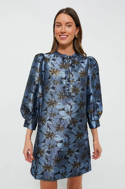 Printed Abstract Women Dress for a Modern and Artistic AppealBlue Blossom Jacquard Samantha Dress Printed Abstract Women Dress for a Modern and Artistic AppealBlue Blossom Jacquard Samantha Dress