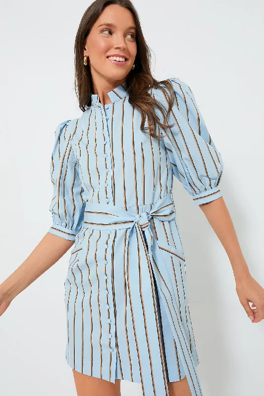Wrap - Style Women Dress with Adjustable Fit for All Body TypesCeleste and Camel Amoako Short Stripes Dress Wrap - Style Women Dress with Adjustable Fit for All Body TypesCeleste and Camel Amoako Short Stripes Dress
