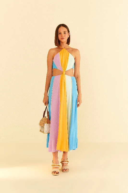 Ball Gown Women Dress with a Full Skirt for a Princess - like LookColor Blocking Sleeveless Maxi Dress Ball Gown Women Dress with a Full Skirt for a Princess - like LookColor Blocking Sleeveless Maxi Dress