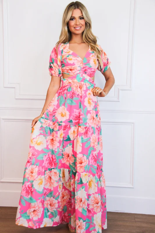 Halter Neck Women Dress to Show Off the Shoulders and NecklineIsla Del Sol Floral Cutout Maxi Dress: Fuchsia Multi Halter Neck Women Dress to Show Off the Shoulders and NecklineIsla Del Sol Floral Cutout Maxi Dress: Fuchsia Multi