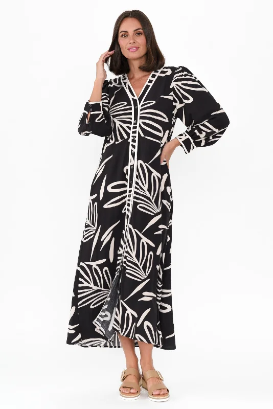 Shift Women Dress with a Simple and Classic Design for Everyday WearJaya Black Leaf Tie Dress Shift Women Dress with a Simple and Classic Design for Everyday WearJaya Black Leaf Tie Dress