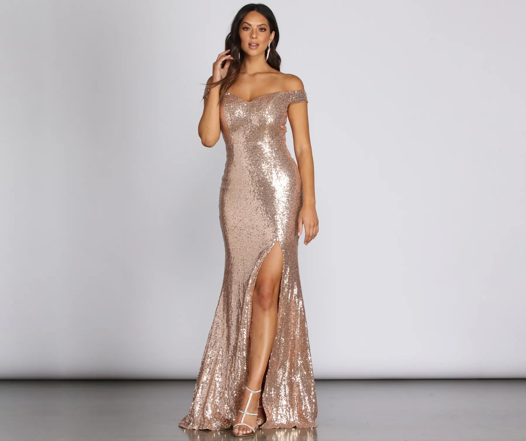 Ruffled Women Dress with Multiple Layers for a Playful and Girly StyleKristy Sequin Off The Shoulder Formal Dress Ruffled Women Dress with Multiple Layers for a Playful and Girly StyleKristy Sequin Off The Shoulder Formal Dress