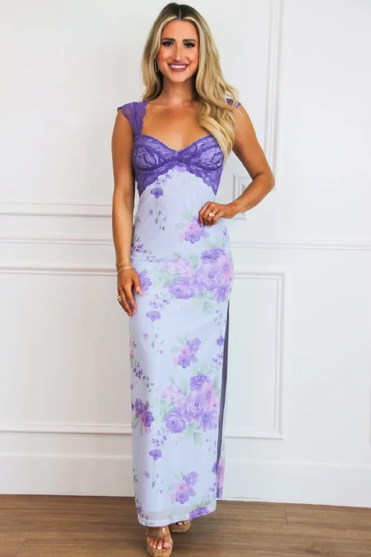 Backless Women Dress for a Sexy and Alluring Look at Evening EventsMavis Floral Lace Maxi Dress: Light Blue/Purple Multi Backless Women Dress for a Sexy and Alluring Look at Evening EventsMavis Floral Lace Maxi Dress: Light Blue/Purple Multi