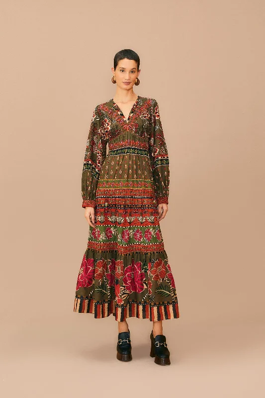 Pleated Women Dress with a Timeless and Elegant TextureMulticolor Ainika Floral Garden Maxi Dress Pleated Women Dress with a Timeless and Elegant TextureMulticolor Ainika Floral Garden Maxi Dress