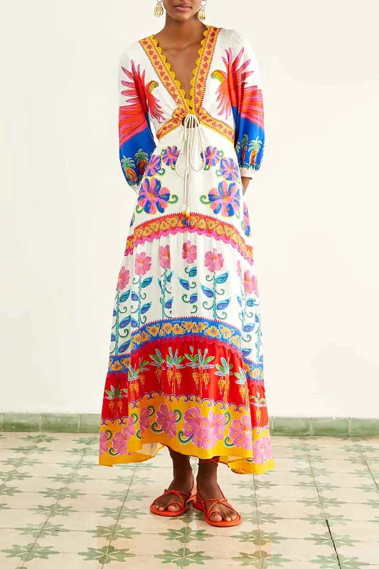 Shift Women Dress with a Simple and Classic Design for Everyday WearOff-White Vivid Garden Maxi Dress Shift Women Dress with a Simple and Classic Design for Everyday WearOff-White Vivid Garden Maxi Dress