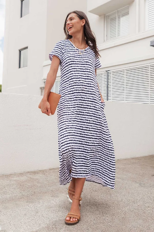 Lace - Embellished Women Dress for an Elegant and Sophisticated AppearancePatrick Navy Stripe Cotton Pocket Dress Lace - Embellished Women Dress for an Elegant and Sophisticated AppearancePatrick Navy Stripe Cotton Pocket Dress