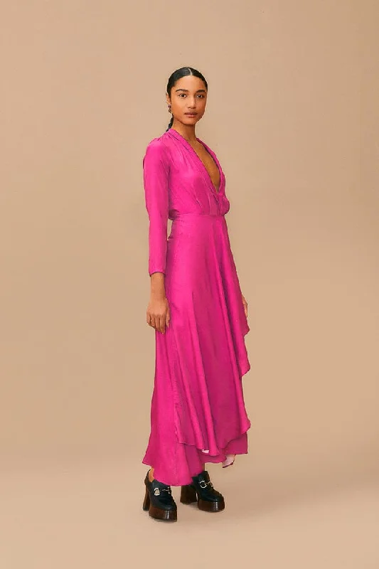 Printed Abstract Women Dress for a Modern and Artistic AppealPink Long Sleeve Maxi Dress Printed Abstract Women Dress for a Modern and Artistic AppealPink Long Sleeve Maxi Dress