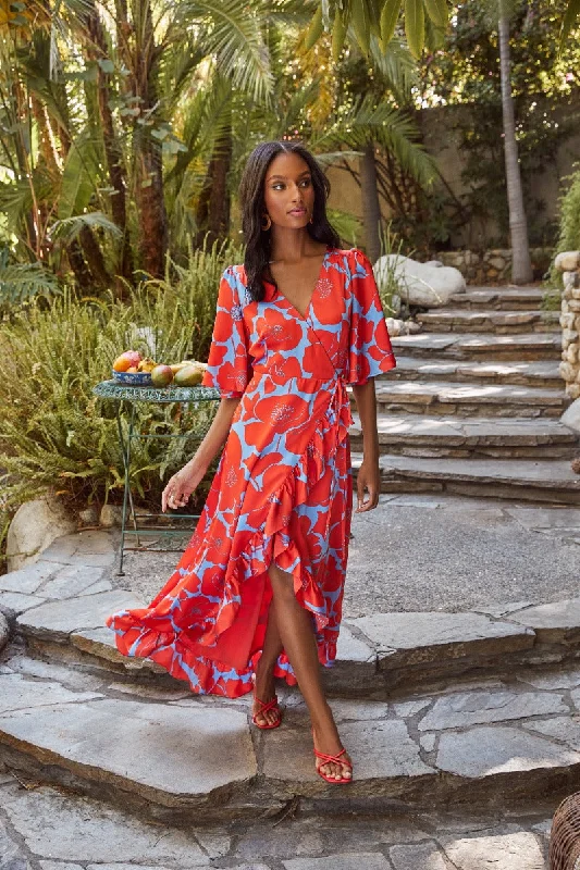 Empire Waist Women Dress to Accentuate the Bust and Conceal the WaistPoppy Floral Abelia Hi-Low Maxi Dress Empire Waist Women Dress to Accentuate the Bust and Conceal the WaistPoppy Floral Abelia Hi-Low Maxi Dress