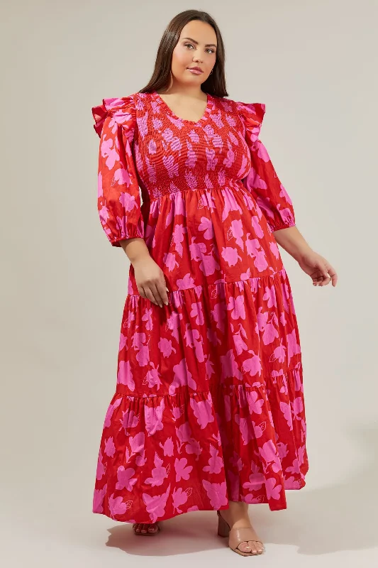Lace - Embellished Women Dress for an Elegant and Sophisticated AppearanceRaspberry Bliss Brighton Smocked Poplin Maxi Dress Curve Lace - Embellished Women Dress for an Elegant and Sophisticated AppearanceRaspberry Bliss Brighton Smocked Poplin Maxi Dress Curve