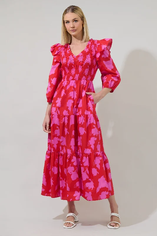 Shift Women Dress with a Simple and Classic Design for Everyday WearRaspberry Bliss Brighton Smocked Poplin Maxi Dress Shift Women Dress with a Simple and Classic Design for Everyday WearRaspberry Bliss Brighton Smocked Poplin Maxi Dress