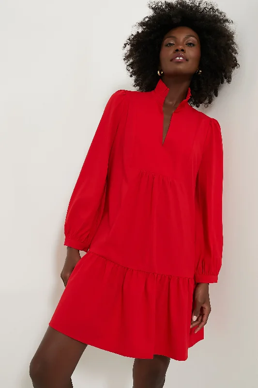 Ruffled Women Dress with Multiple Layers for a Playful and Girly StyleRed Crepe Palmerston Dress Ruffled Women Dress with Multiple Layers for a Playful and Girly StyleRed Crepe Palmerston Dress