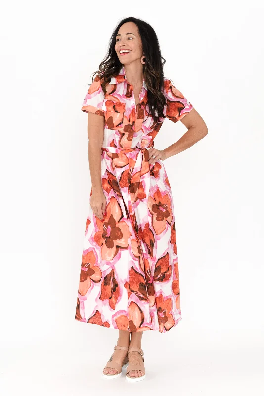 Long - Sleeve Women Dress in Velvet for a Luxurious Winter LookRossellini Pink Floral Cotton Tie Dress Long - Sleeve Women Dress in Velvet for a Luxurious Winter LookRossellini Pink Floral Cotton Tie Dress