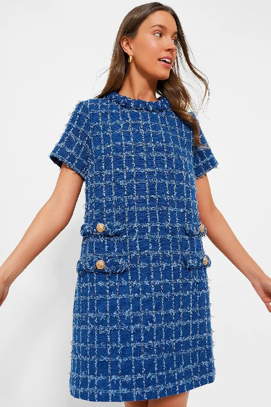Halter Neck Women Dress to Show Off the Shoulders and NecklineSapphire Tweed Jackie Dress Halter Neck Women Dress to Show Off the Shoulders and NecklineSapphire Tweed Jackie Dress