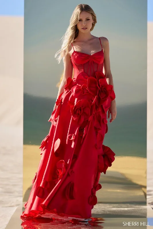 Wrap - Style Women Dress with Adjustable Fit for All Body TypesSherri Hill 3D floral Ballgown 56763 Wrap - Style Women Dress with Adjustable Fit for All Body TypesSherri Hill 3D floral Ballgown 56763