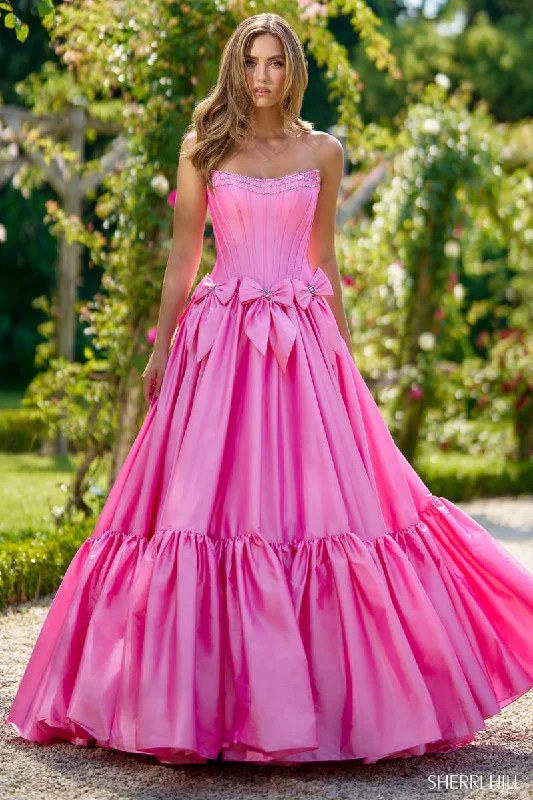 Off - the - Shoulder Women Dress for a Romantic and Feminine LookSherri Hill Corset Bow Ball Gown Prom Dress 56958 Off - the - Shoulder Women Dress for a Romantic and Feminine LookSherri Hill Corset Bow Ball Gown Prom Dress 56958