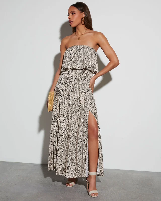 Strapless Women Dress with a Built - in Bra for Comfort and SupportSolstice Strapless Tie Waist Maxi Dress Strapless Women Dress with a Built - in Bra for Comfort and SupportSolstice Strapless Tie Waist Maxi Dress