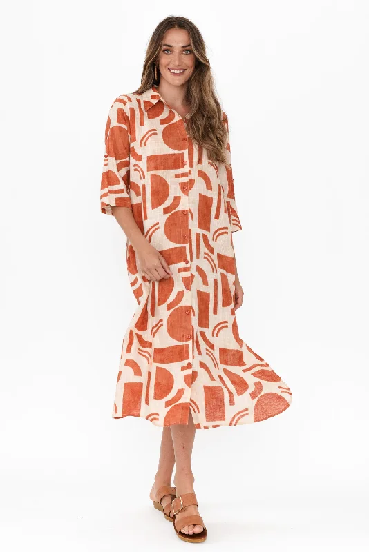 Lace - Embellished Women Dress for an Elegant and Sophisticated AppearanceTricia Brown Geo Cotton Shirt Dress Lace - Embellished Women Dress for an Elegant and Sophisticated AppearanceTricia Brown Geo Cotton Shirt Dress