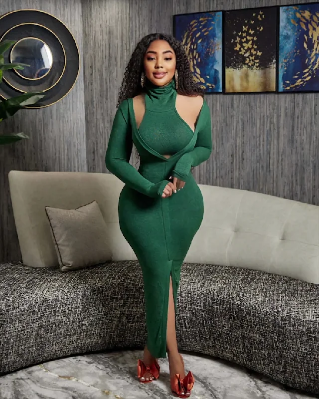 Long - Sleeve Women Dress in Velvet for a Luxurious Winter LookTurtleneck Sweater Dress Set Long - Sleeve Women Dress in Velvet for a Luxurious Winter LookTurtleneck Sweater Dress Set