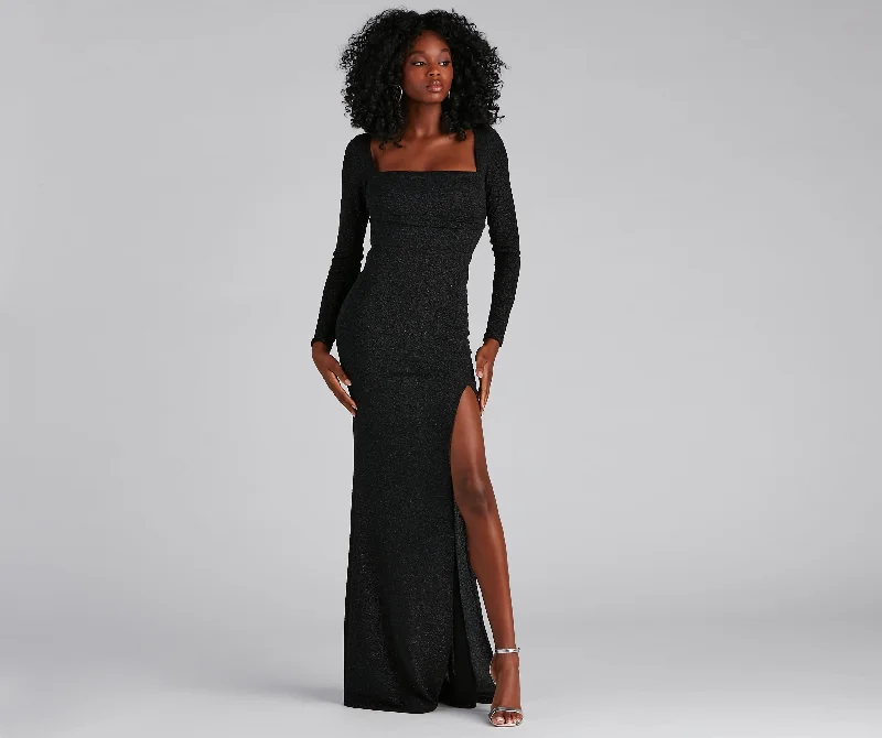 Strapless Women Dress with a Built - in Bra for Comfort and SupportViv Formal High Slit Glitter Dress Strapless Women Dress with a Built - in Bra for Comfort and SupportViv Formal High Slit Glitter Dress