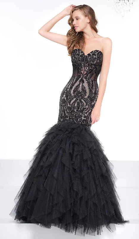 Lace - Embellished Women Dress for an Elegant and Sophisticated AppearanceColors Dress - 2067 Sequined Illusion Corset Tiered Gown Lace - Embellished Women Dress for an Elegant and Sophisticated AppearanceColors Dress - 2067 Sequined Illusion Corset Tiered Gown