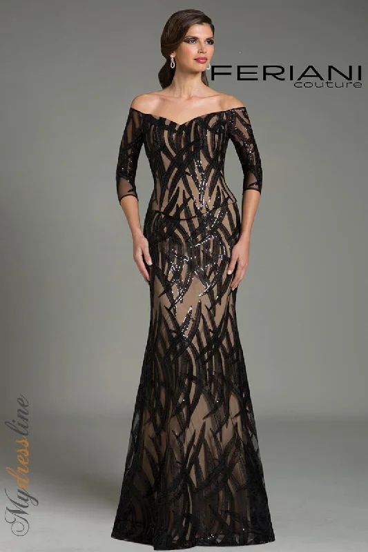 Long - Sleeve Women Dress in Velvet for a Luxurious Winter LookFeriani Couture 18528 Long - Sleeve Women Dress in Velvet for a Luxurious Winter LookFeriani Couture 18528